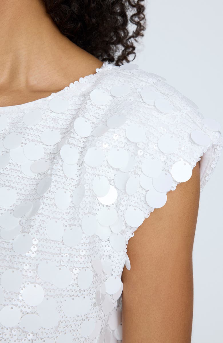 Kenneth Cole Pailette Sequin Shift Dress, Alternate, color, Pure White