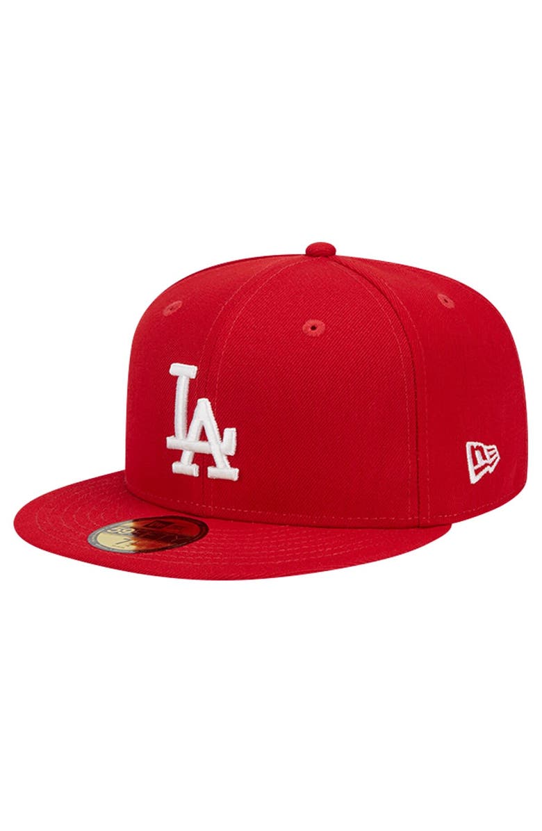 New Era Men's New Era Red Los Angeles Dodgers Logo 59FIFTY Fitted Hat, Alternate, color, Red
