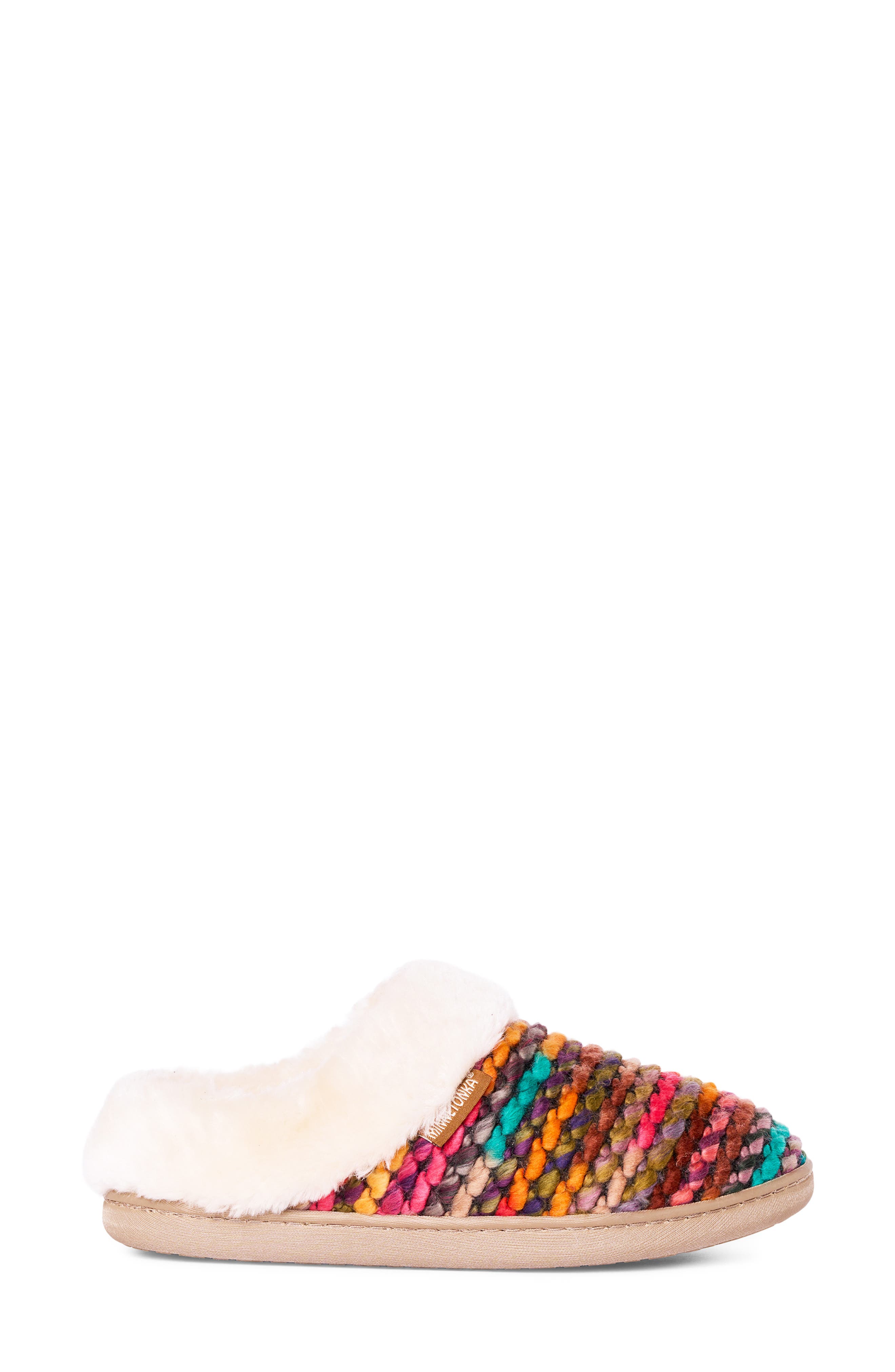 Dina Faux Fur Lined Slipper, Alternate, color, KNIT MULTI