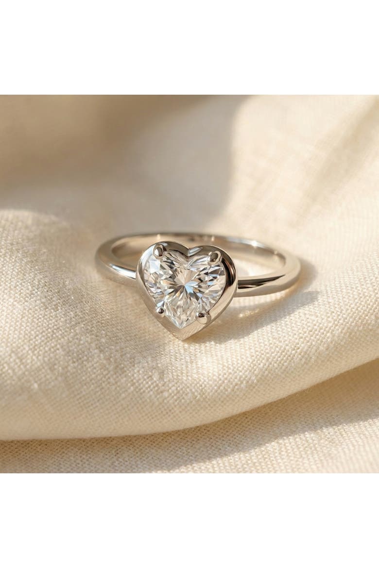 Certified 2 1/2Ct Heart Diamond Button Engagement Ring 14k Gold or Pt Lab Grown, Alternate, color, 14k White Gold