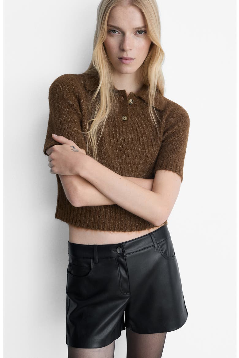 Bonnie Faux Leather Shorts, Alternate, color, BLACK