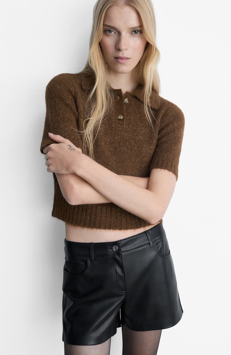 MANGO Bonnie Faux Leather Shorts, Alternate, color, 