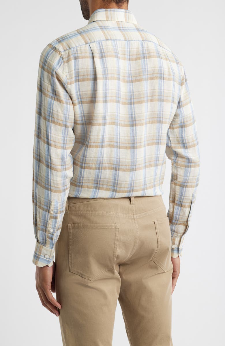 Scott Barber European Plaid Linen Button-Up Shirt, Alternate, color, 