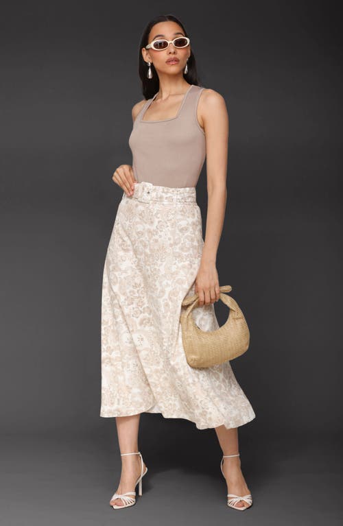 Bagatelle Ribbed Tank & Paisley Midi Skirt Set In White