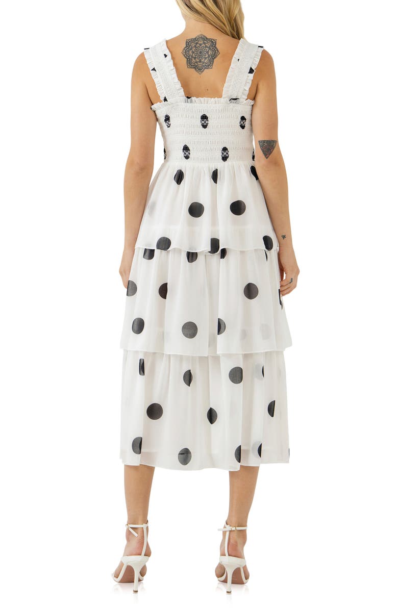 English Factory Polka Dot Midi Dress, Alternate, color, 