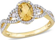 Julianna B. Citrine White Sapphire & Diamond Halo Ring 10k
