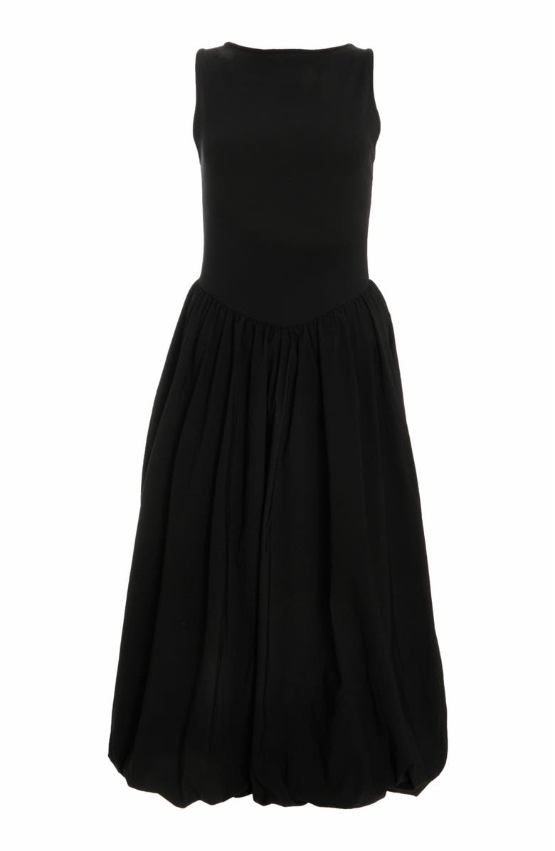 QUIZ Jersey and Bengaline Puffball Midi Dress, Alternate, color,