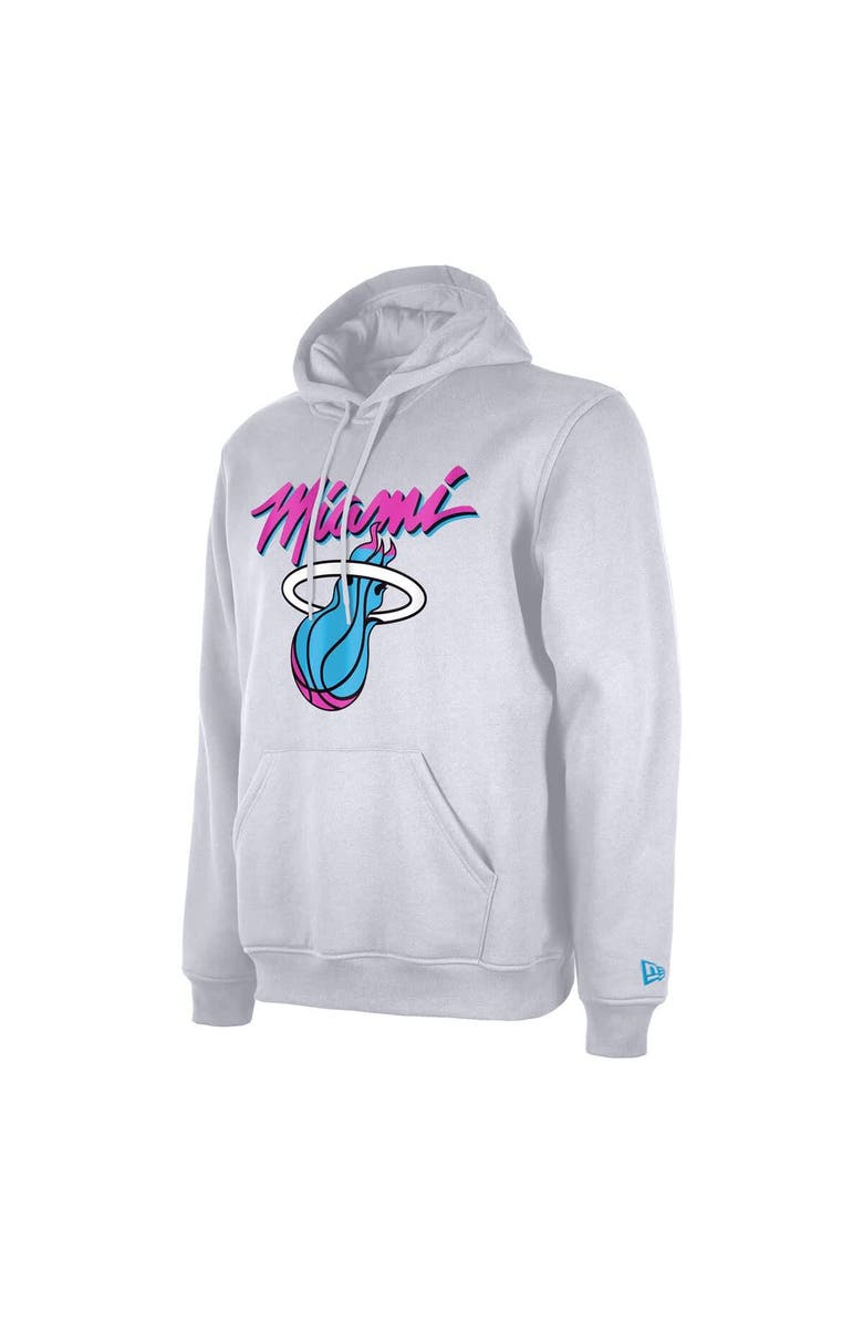 New Era Men's New Era  White Miami Heat 2024/25 City Edition Pullover Hoodie, Alternate, color, 