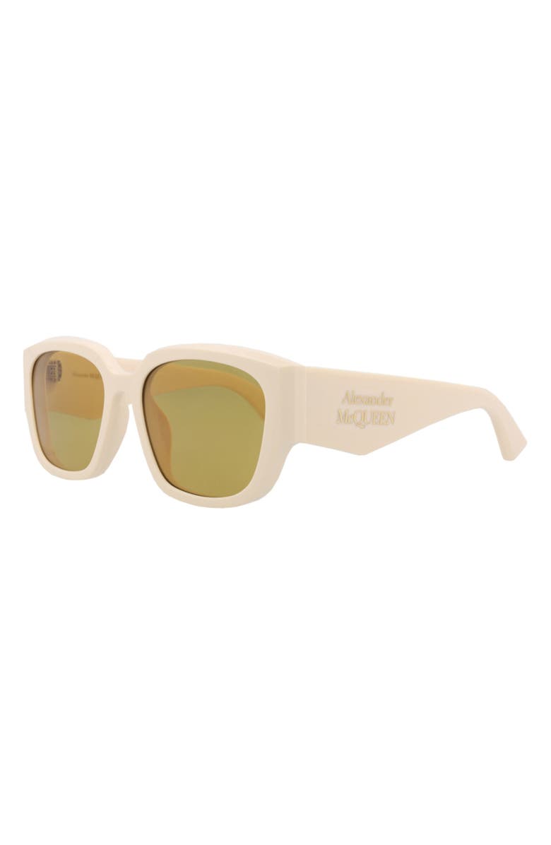 McQueen 55mm Square Sunglasses, Alternate, color, Ivory Ivory Brown
