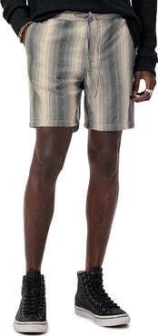John Varvatos Stripe Cotton & Hemp Drawstring Shorts
