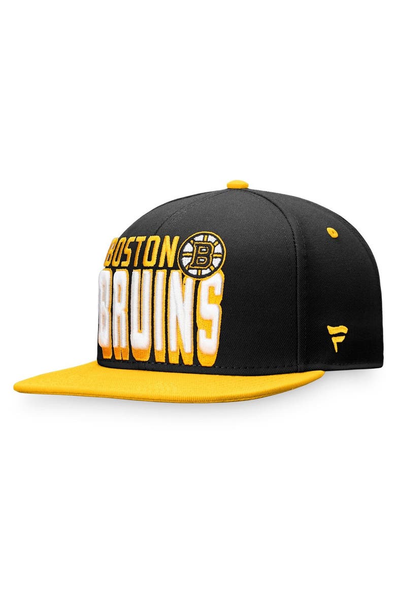 Men's Fanatics Branded Black/Gold Boston Bruins Heritage Retro Two-Tone Snapback Hat, Alternate, color, Black