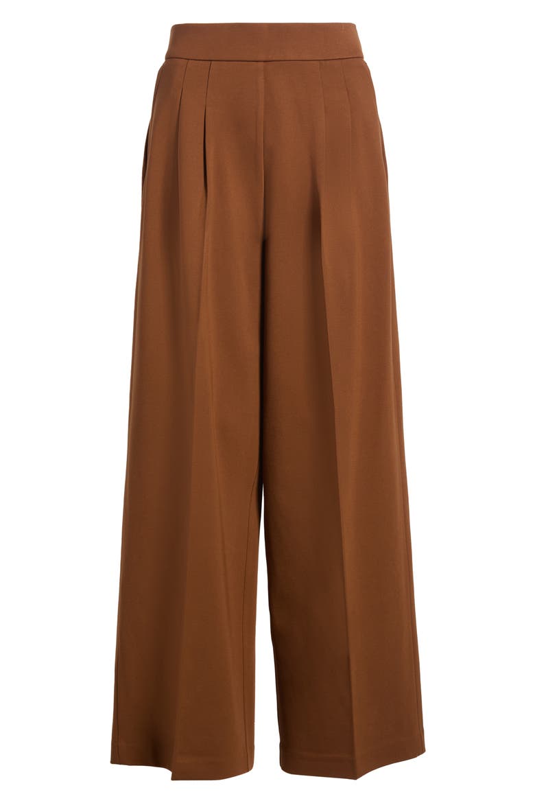 Pleated Ponte Wide Leg Pants, Alternate, color, BRANDY