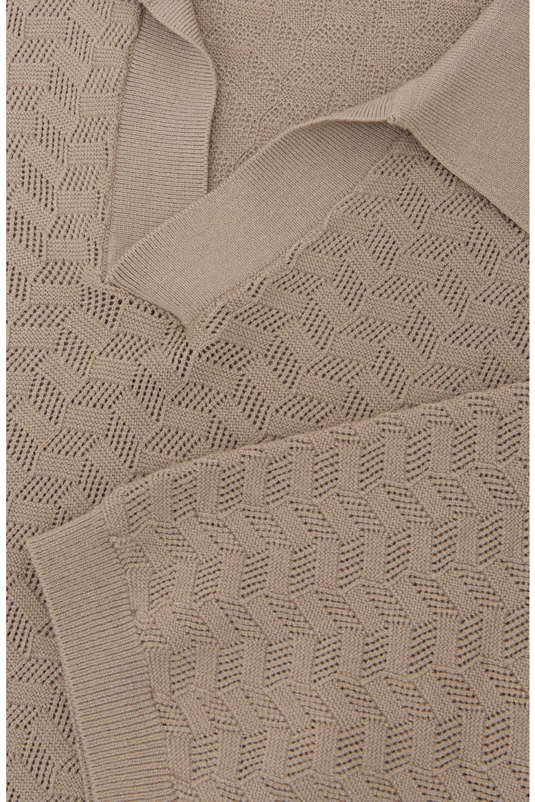 Sol Geo Open Stitch Knit Polo, Alternate, color, TAUPE BROWN
