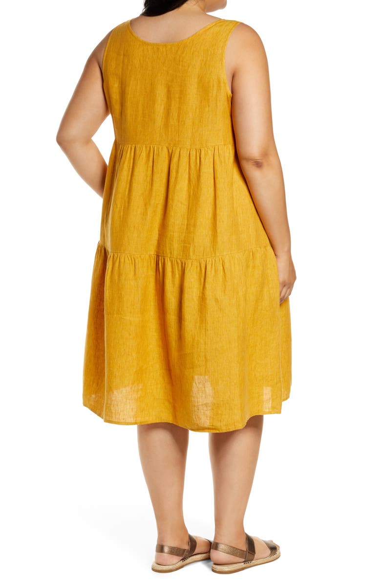 Eileen Fisher Tiered Organic Linen Dress, Alternate, color, 