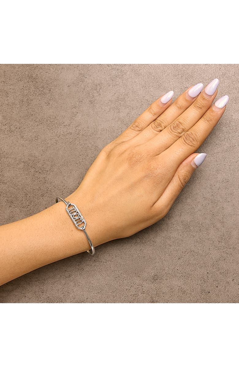 Haus of Brilliance Silver 1/5 Cttw Diamond Mom Bangle Bracelet, Alternate, color, White