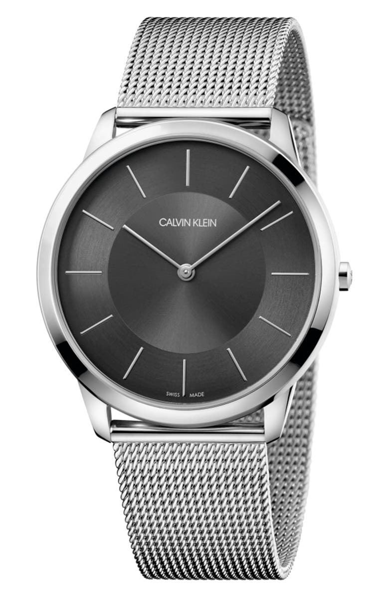 Calvin Klein Minimal Mesh Bracelet Watch, 43mm, Main, color,