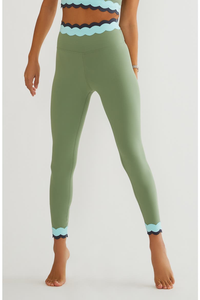 Stacy Scalloped High Waist 7/8 Leggings, Main, color, SAGE MIST