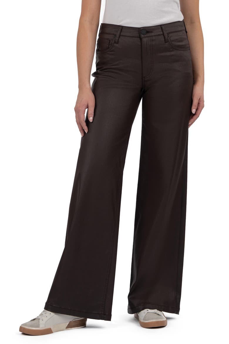 Jean Coated Wide Leg Pants, Main, color, CHOCOLATE