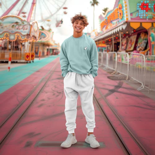 Dalix Mens Ghost Fleece Jogger Sweatpants In White