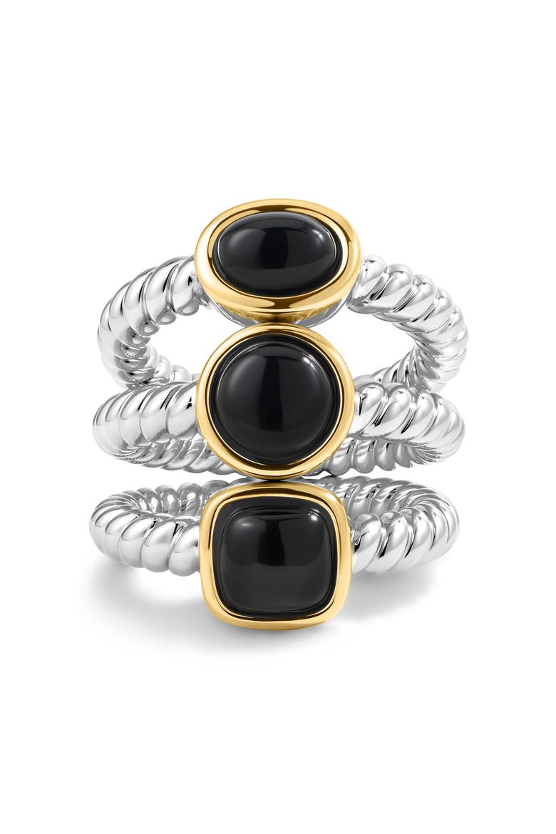 The Midnight Mesa Black Agate Set of 3 Rings, Main, color, SILVER