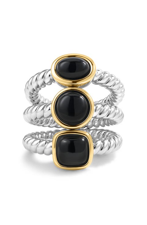 The Midnight Mesa Black Agate Set of 3 Rings