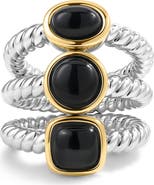 Luv AJ The Midnight Mesa Black Agate Set of 3 Rings