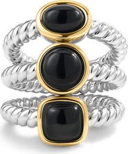 Luv AJ The Midnight Mesa Black Agate Set of 3 Rings