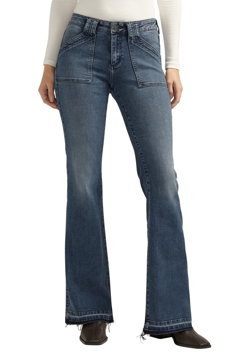 Silver Jeans Co. Suki Curvy Release Hem Flare Jeans, Main, color, 