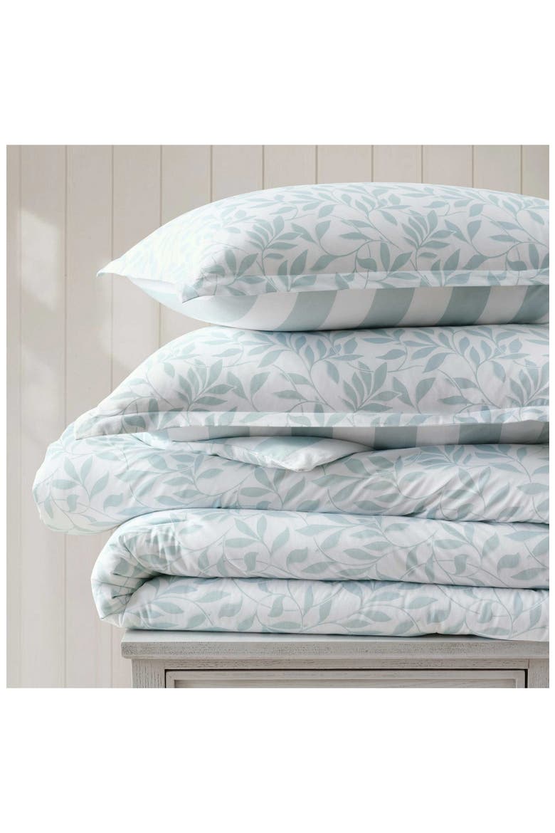 Copper Vines Cotton Comforter, Alternate, color, WHITE/ WINTER BLUE
