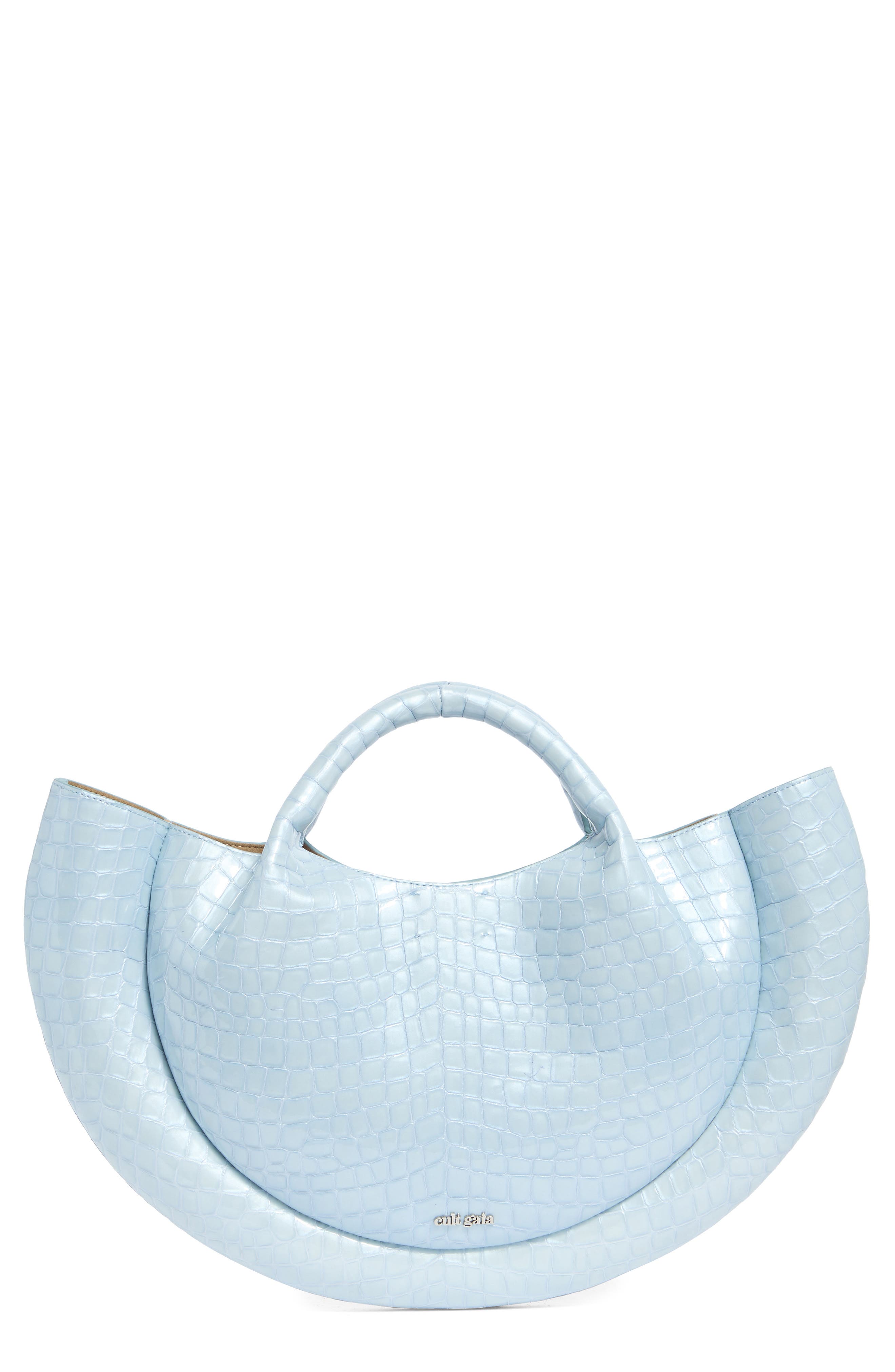 Cult Gaia Bella Croc-Embossed Leather Tote Bag, Main, color, 