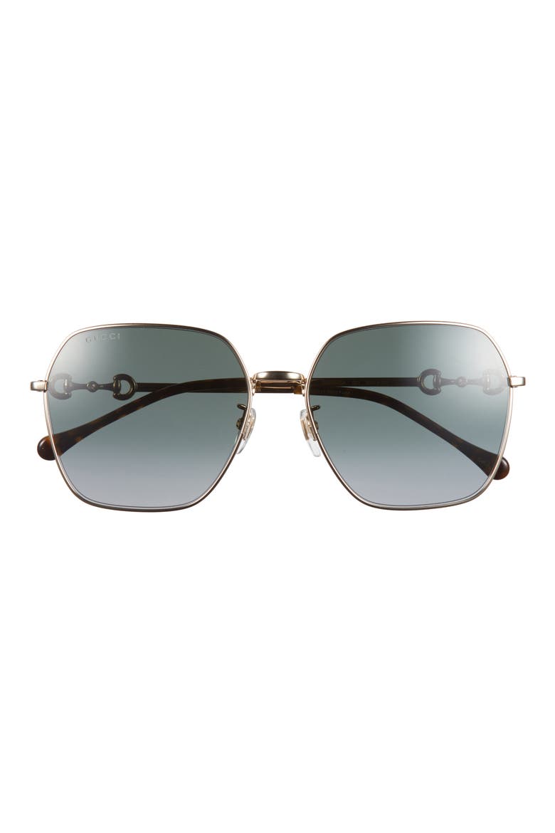 60mm Square Sunglasses, Main, color, GOLD GOLD GREY