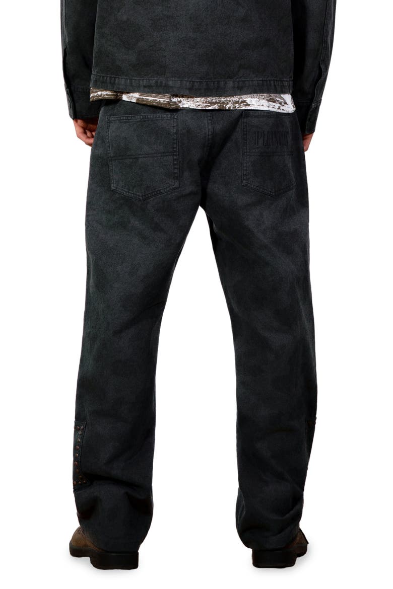 Cowhide Print Stud Double Knee Pants, Alternate, color, BLACK