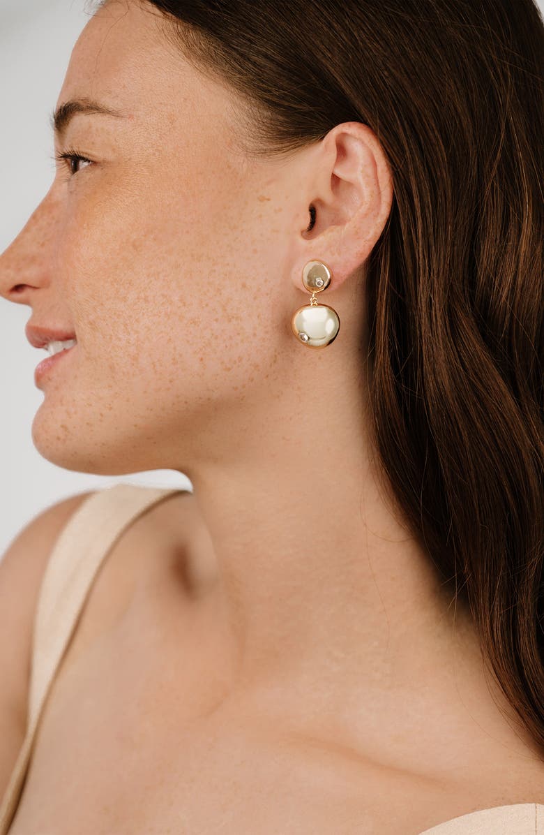 Ettika Polished Pebble Drop Earrings, Alternate, color, Gold