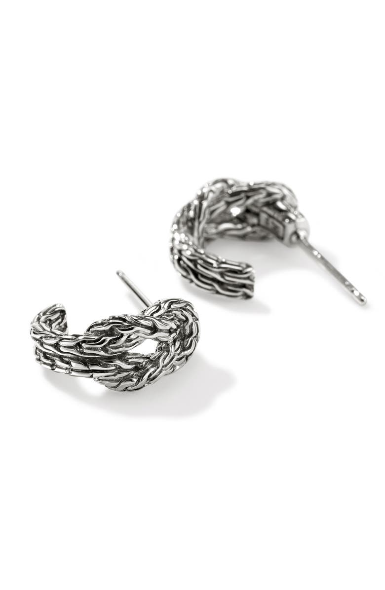 John Hardy Love Knot Hoop Earrings, 9mm, Alternate, color, Silver