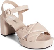 Prada Diagram Quilted Leather Platform Sandal