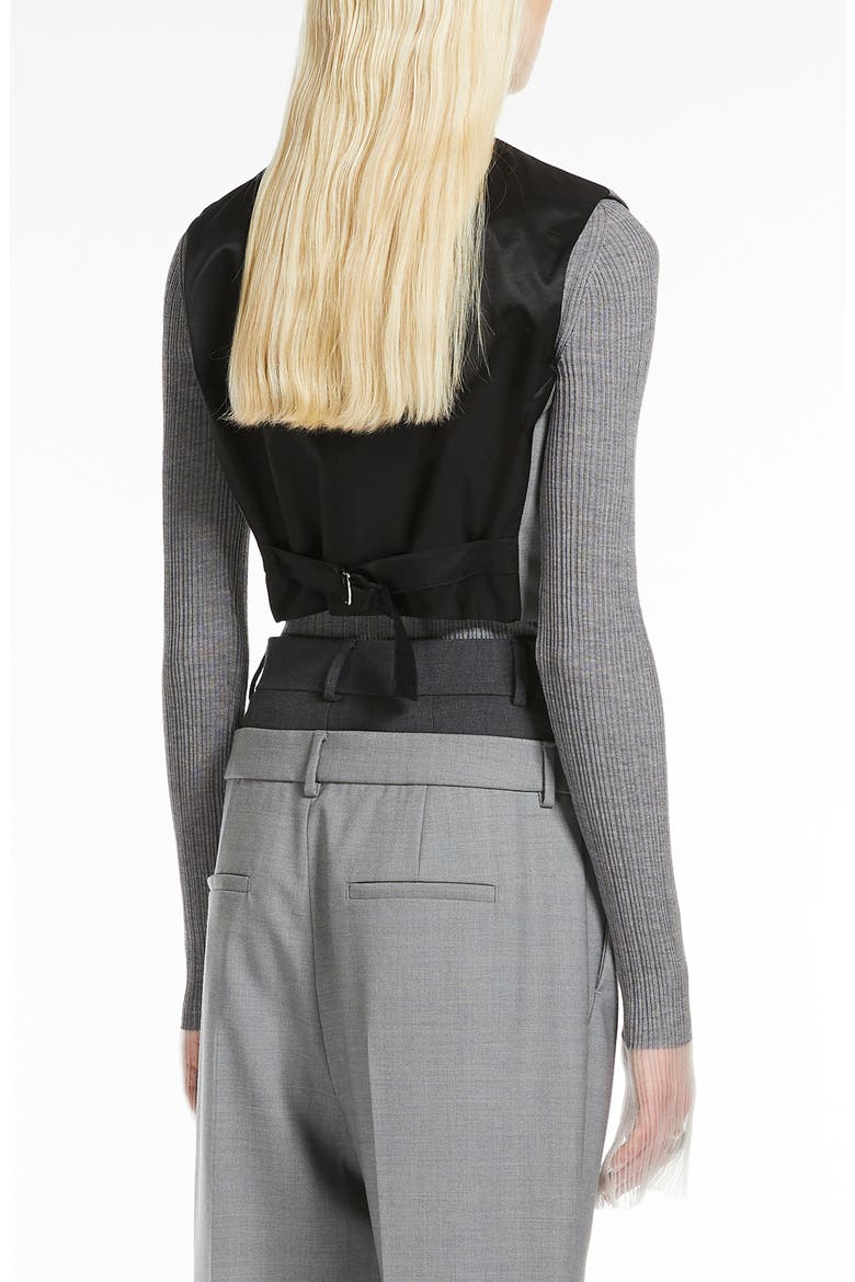 Crop Mixed Media Waistcoat, Alternate, color, LIGHT GREY