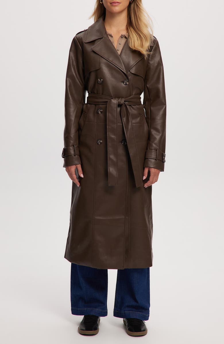 Noize Faux Leather Trench Coat, Main, color,