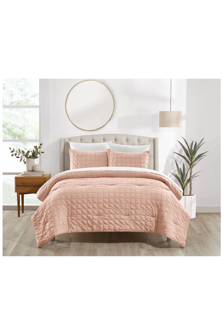 Jessa Tile Pattern 7-Piece Bedding Set - King, Main, color, BLUSH
