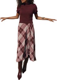 MINT VELVET Checked Layered Midi Dress