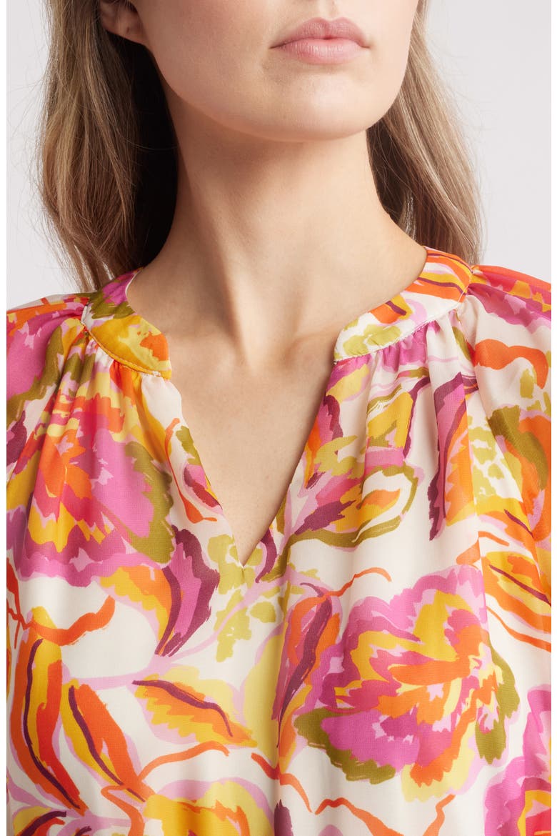 Floral Midi Dress, Alternate, color, ORANGE MULTI