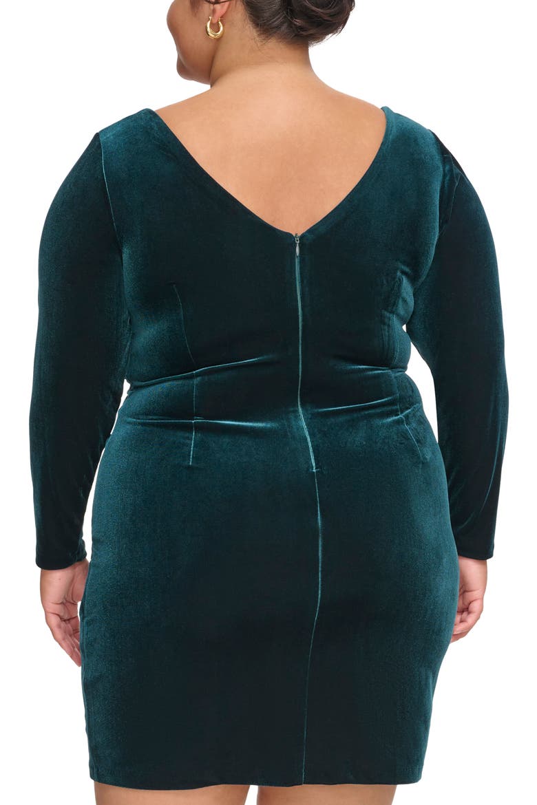 Velvet Long Sleeve Ruched Sheath Dress, Alternate, color, HUN