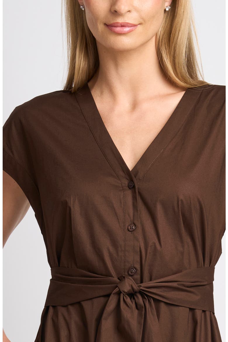 Tie Front A-Line Dress, Alternate, color, CHICORY COFFEE