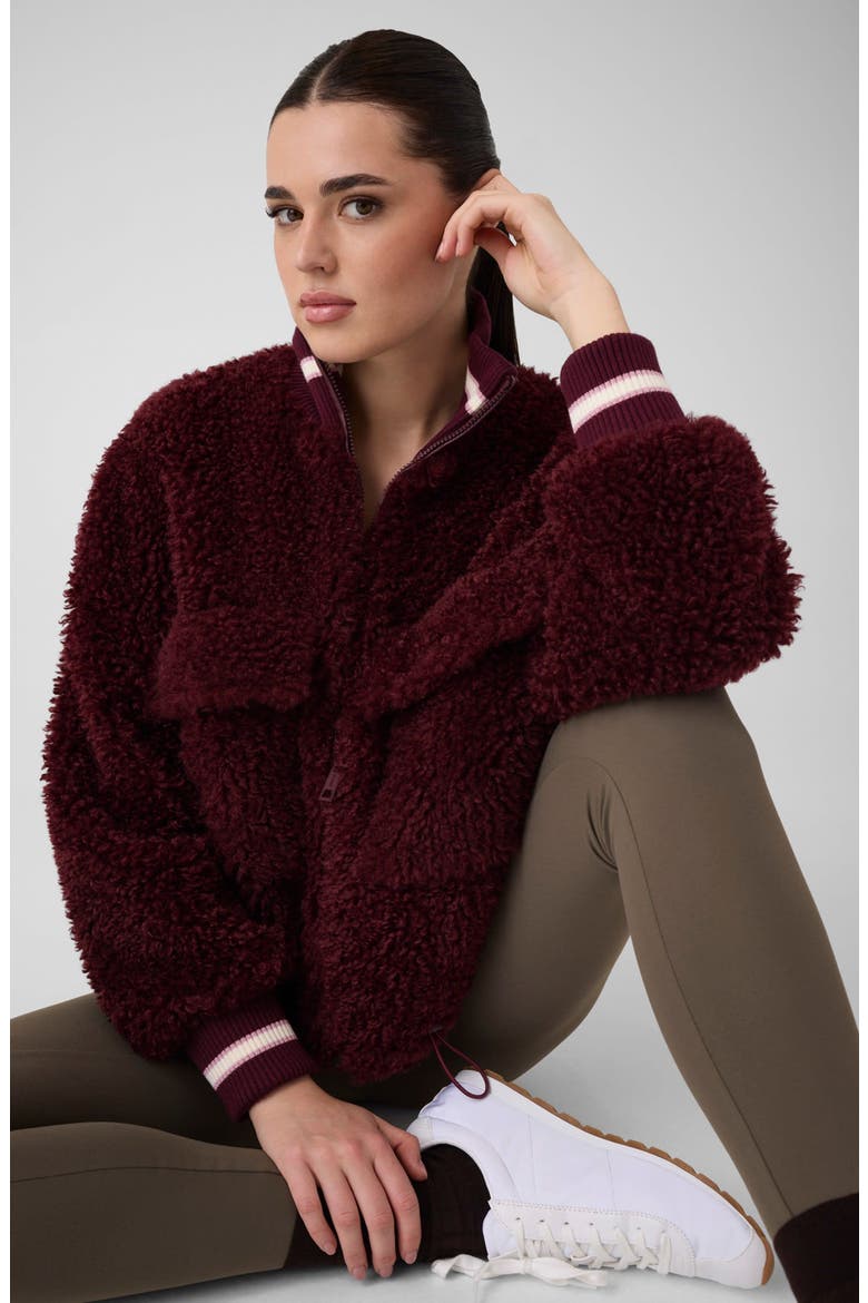 Muriel Faux Shearling Jacket, Alternate, color, OPEN RED