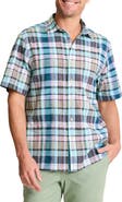 Tommy Bahama Barbados Breeze Tavira Check Short Sleeve Stretch Linen Blend Button-Up Shirt