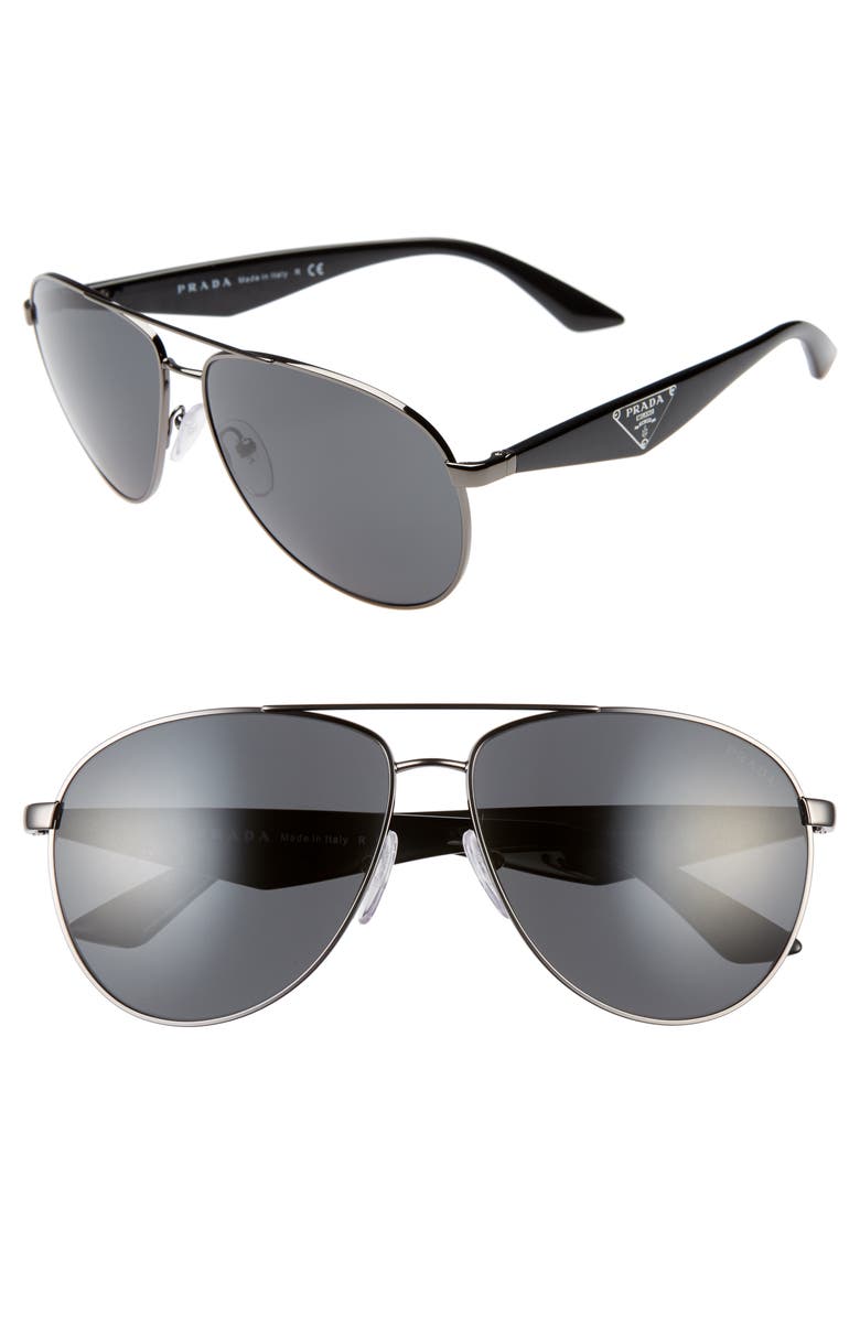 Prada 60mm Aviator Sunglasses, Main, color, 