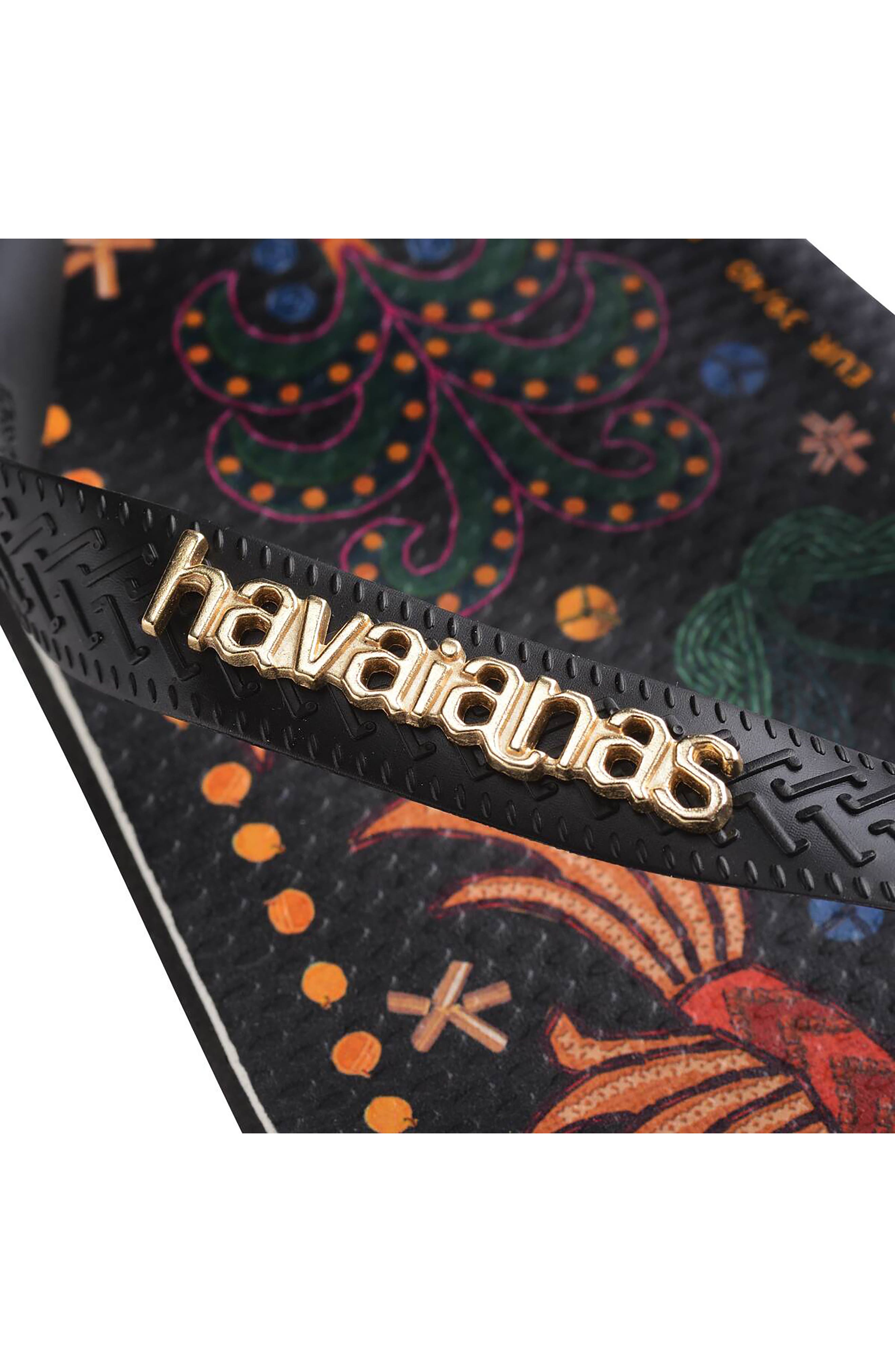 Havaianas x FARM Rio Tropical Flip Flop, Alternate, color, Black