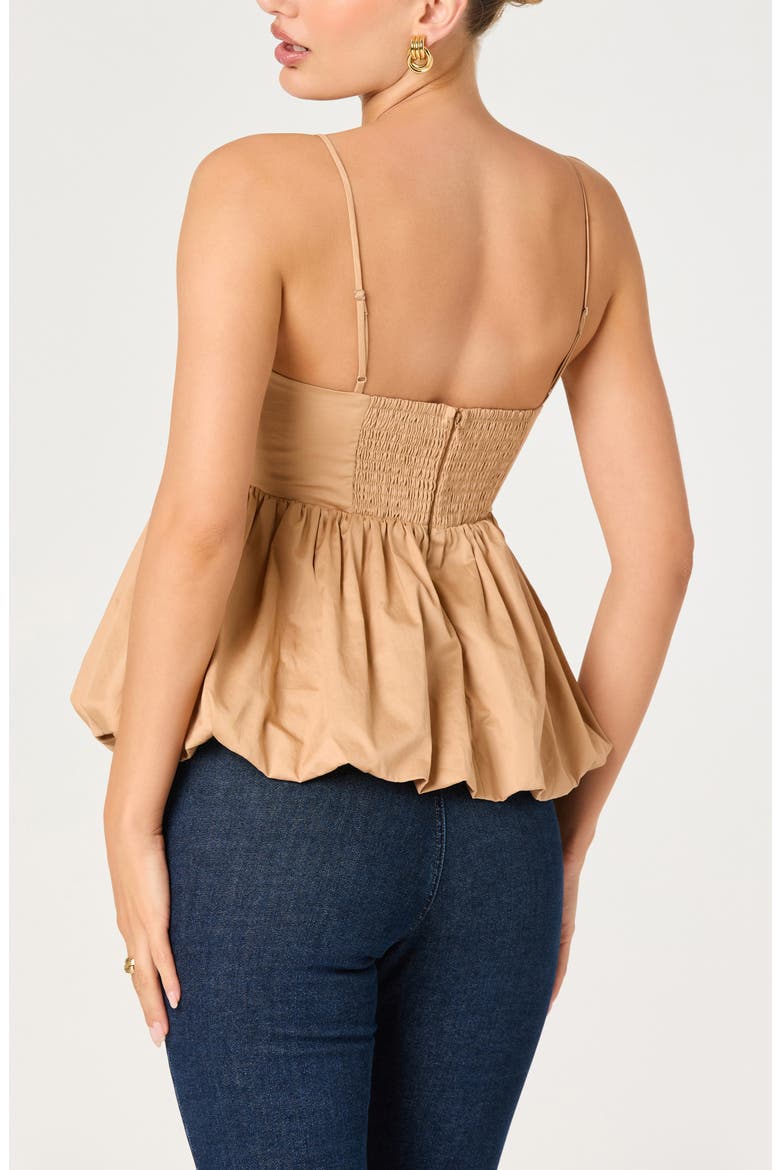 Alon Colorblock Bubble Hem Peplum Top, Alternate, color, TAN WHITE