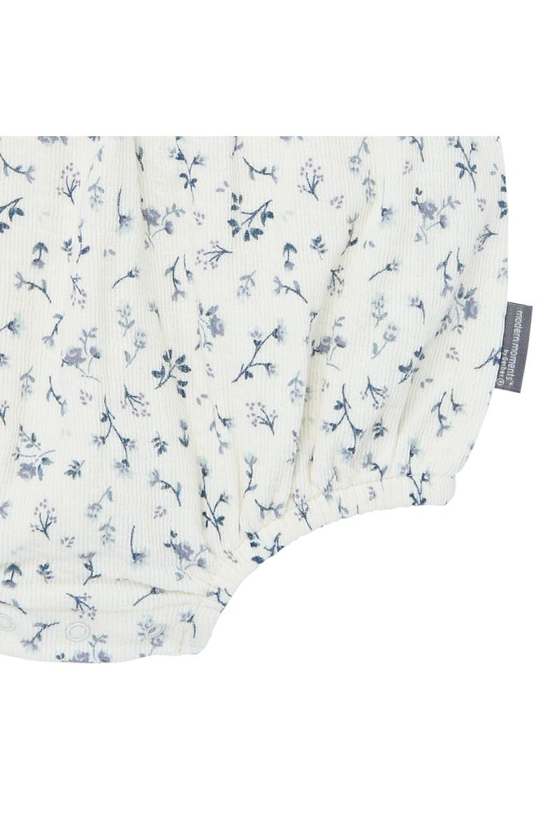 Ruffle Bubble Romper, Alternate, color, Ivory Blue Ditsy