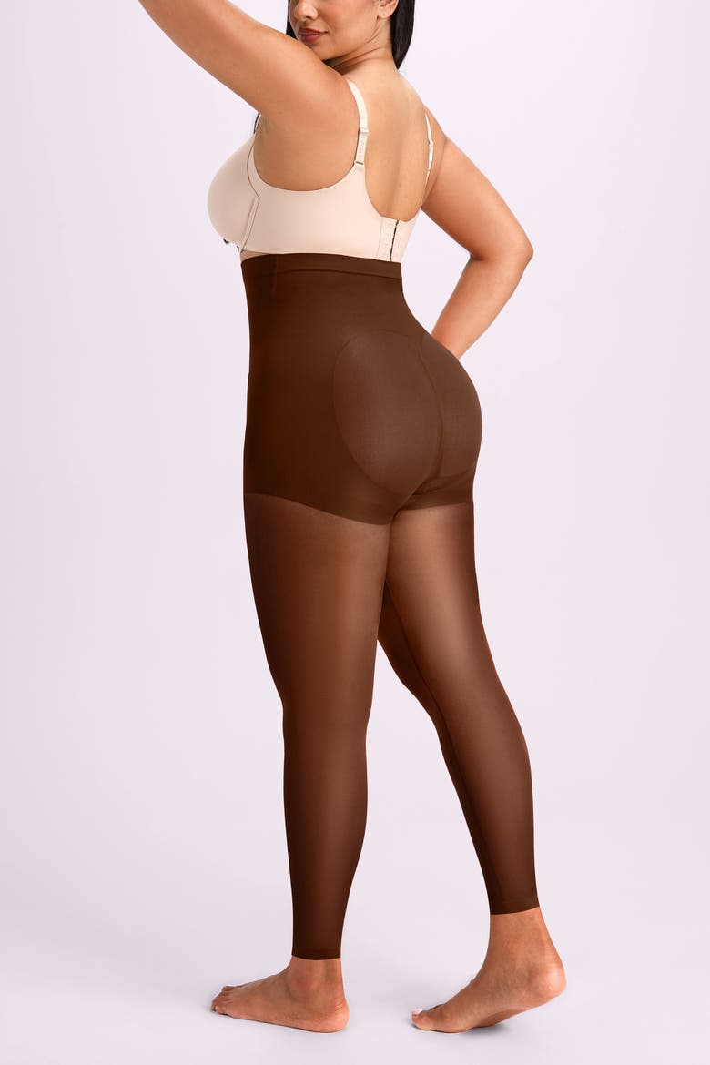 Seamless High-Waisted Sheer Shaping Tights, Alternate, color, Brown