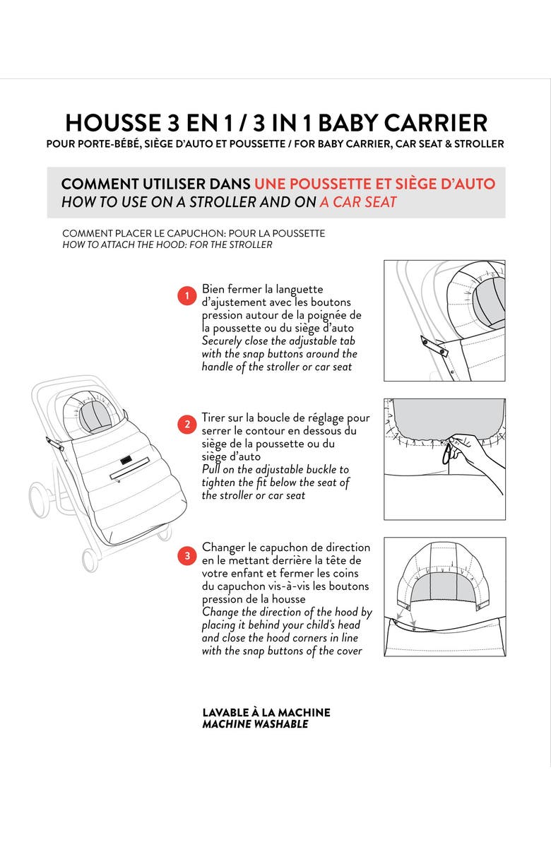 Deux par Deux Gender Inclusive 3-In-1 Multifunction Cover for Car Seat, Stroller, and Carrier, Alternate, color, Black